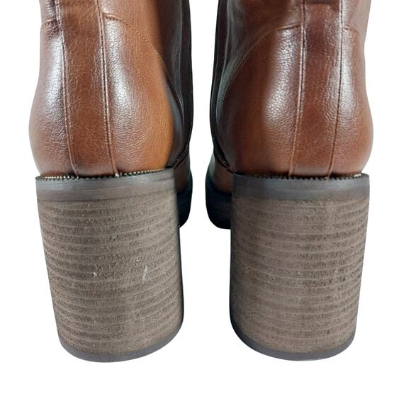 NWOT! ZODIAC! PECAN BROWN GENUINE LEATHER ULTRA CHUNKY HEEL ANKLE BOOTS! SZ 8.5M - Picture 9 of 11